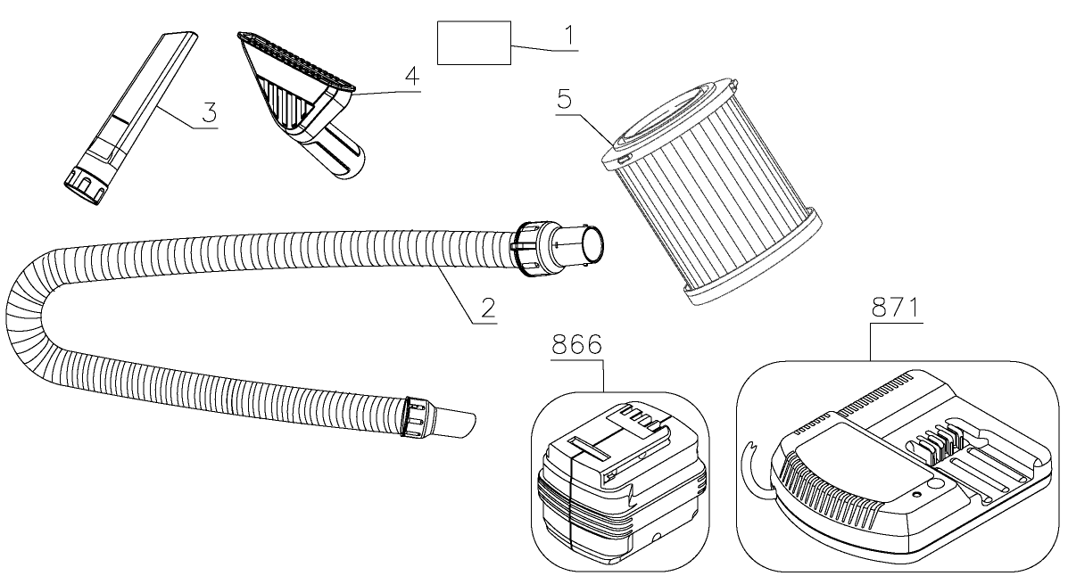 Default Diagram and Parts List for PCC795B Type 1 Porter Cable Leaf Blower / Vacuum